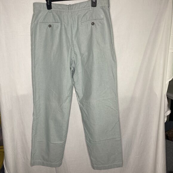 IZOD Pants Chino Flat Front Classic Straight Fit Cotton Casual Mens 36x30 Green - Picture 3 of 7